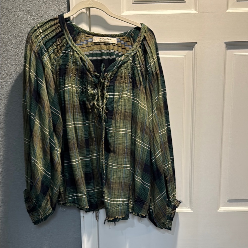 Free People Plaid Green Women's Top